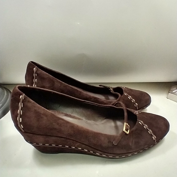 Cole Haan Shoes - Cole Haan Suede Wedge Mary Jane Stitch Pointed Toe Women's sz 8.5B